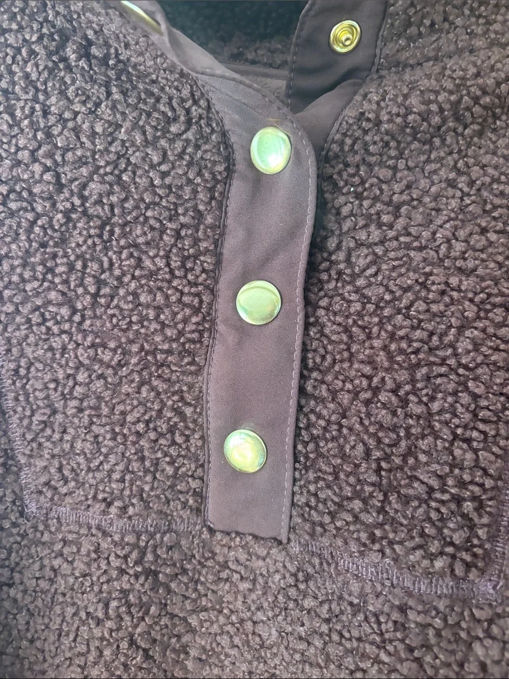NWT Faux Sherling Sonoma Dark Brown Teddy Snap-Front Pullover Jacket - Picture 4 of 5